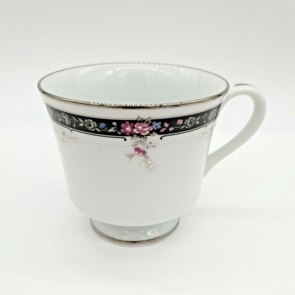 Royal Prestige Midnight Mood 4122 Coffee Tea Cup Silver Japan China Set Floral